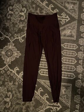 Old Navy Ribbed High-Waist Leggings in burgundy- size XS petite